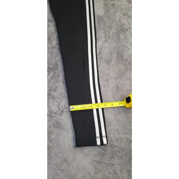 Adidas Sz XS Women's Climalite 3-Stripe Full Length Tights Black White Ca16 - Picture 4 of 9